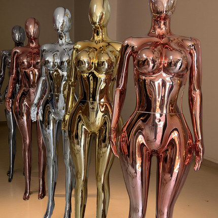 Maniquí completo cromado plata armable con base