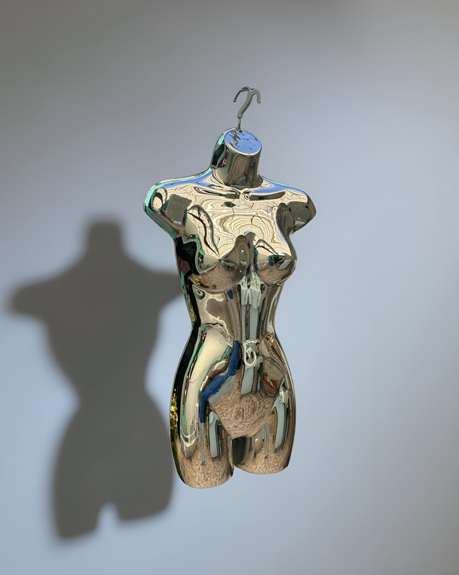 Maniquie torso de importación cromado plateado