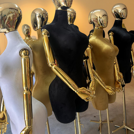 Maniquí articulado con cabeza y base cromada blanco