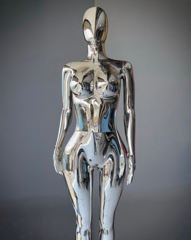 Maniquí completo cromado plata armable con base