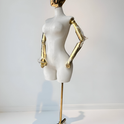 Maniquí articulado con cabeza y base cromada blanco