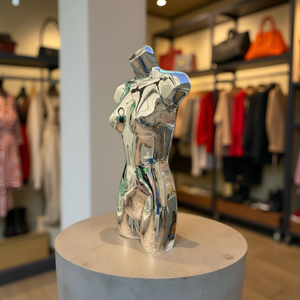 Maniquie torso de importación cromado plateado