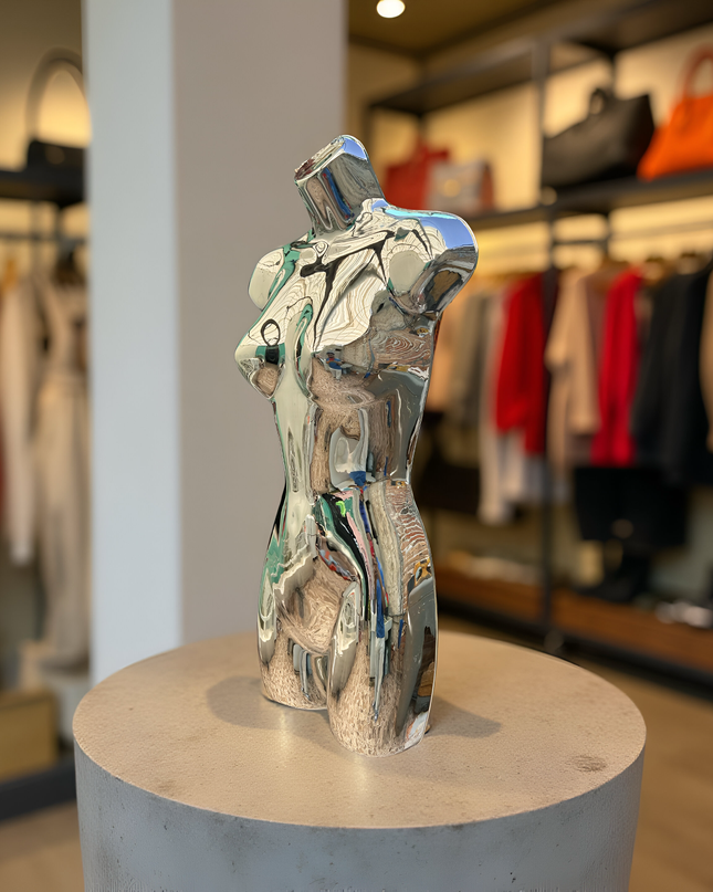 Maniquie torso de importación cromado plateado