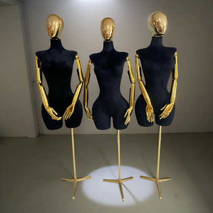 Maniquí articulado con cabeza y base cromada negro