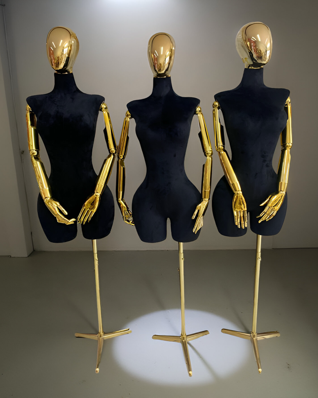 Maniquí articulado con cabeza y base cromada negro
