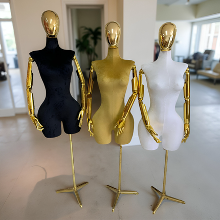 Maniquí articulado con cabeza y base cromada blanco
