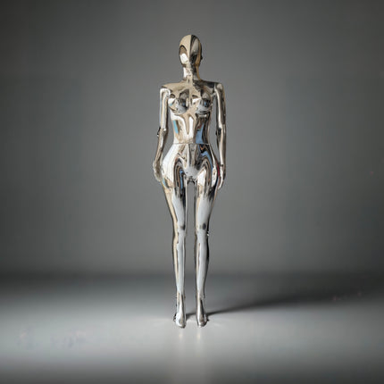 Maniquí completo cromado plata armable con base