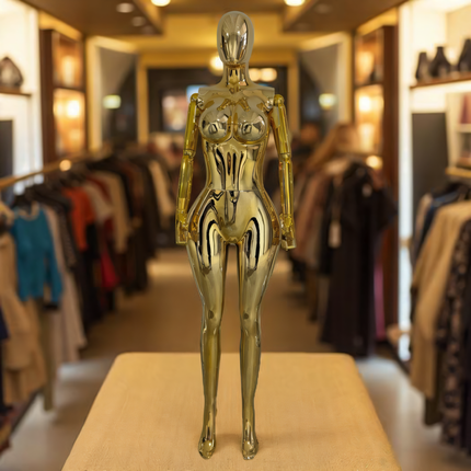 Maniquí completo cromado dorado con base y dedos movibles