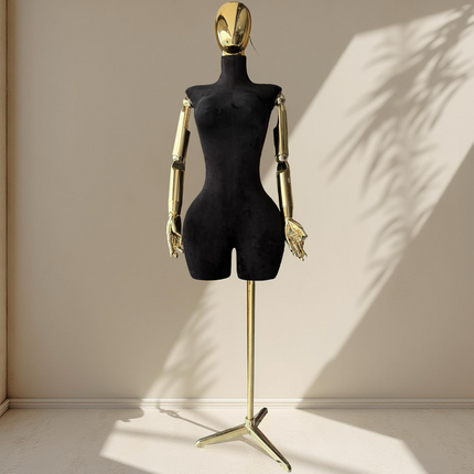 Maniquí articulado con cabeza y base cromada negro