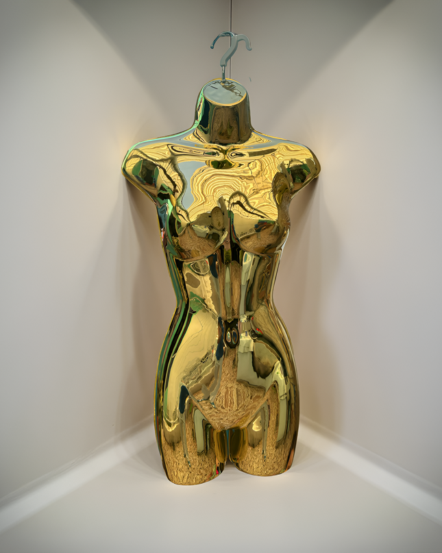 Maniquie torso de importación cromado dorado