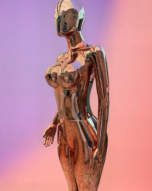 Maniquí completo cromado cobre armable con base