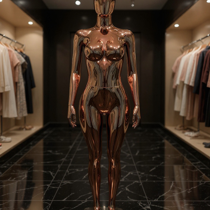 Maniquí completo cromado cobre armable con base