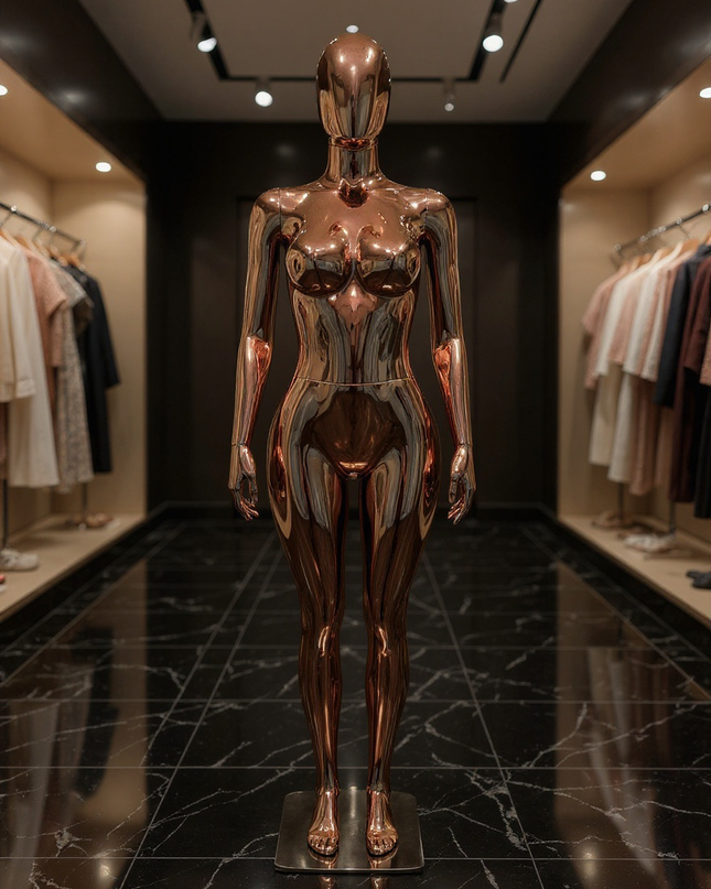 Maniquí completo cromado cobre armable con base