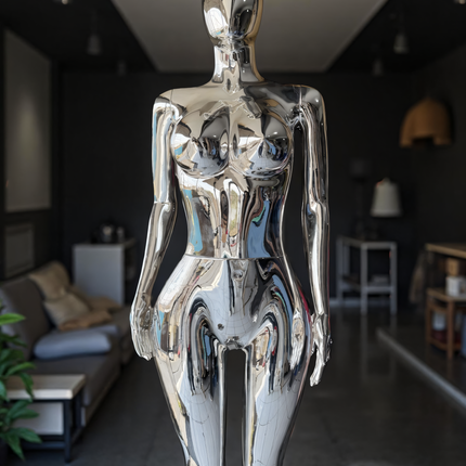 Maniquí completo cromado plata armable con base