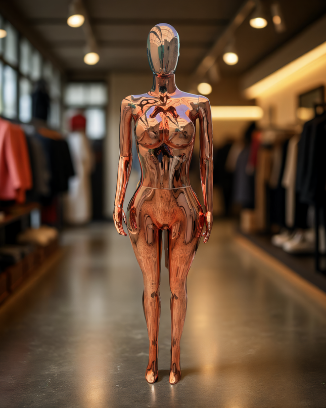 Maniquí completo cromado cobre armable con base