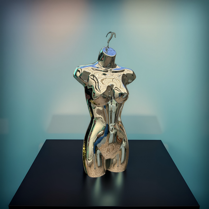 Maniquie torso de importación cromado plateado