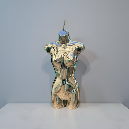 Maniquie torso de importación cromado plateado