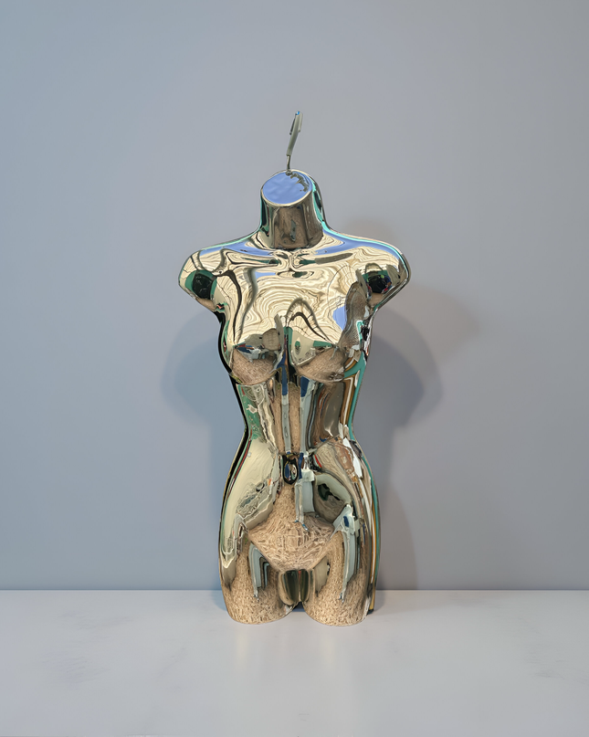 Maniquie torso de importación cromado plateado